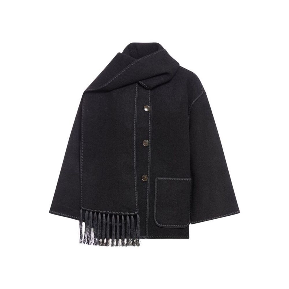 Toteme Women Wool Jacket With Scarf And Embroidery